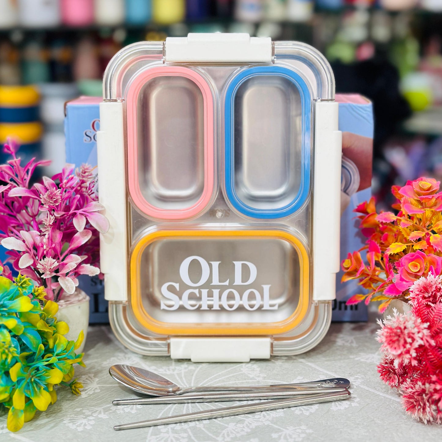 100% Leak-Proof 3-Grid Stainless Steel Lunch Box