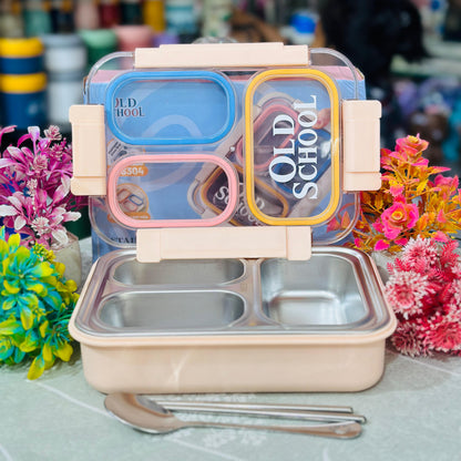 100% Leak-Proof 3-Grid Stainless Steel Lunch Box