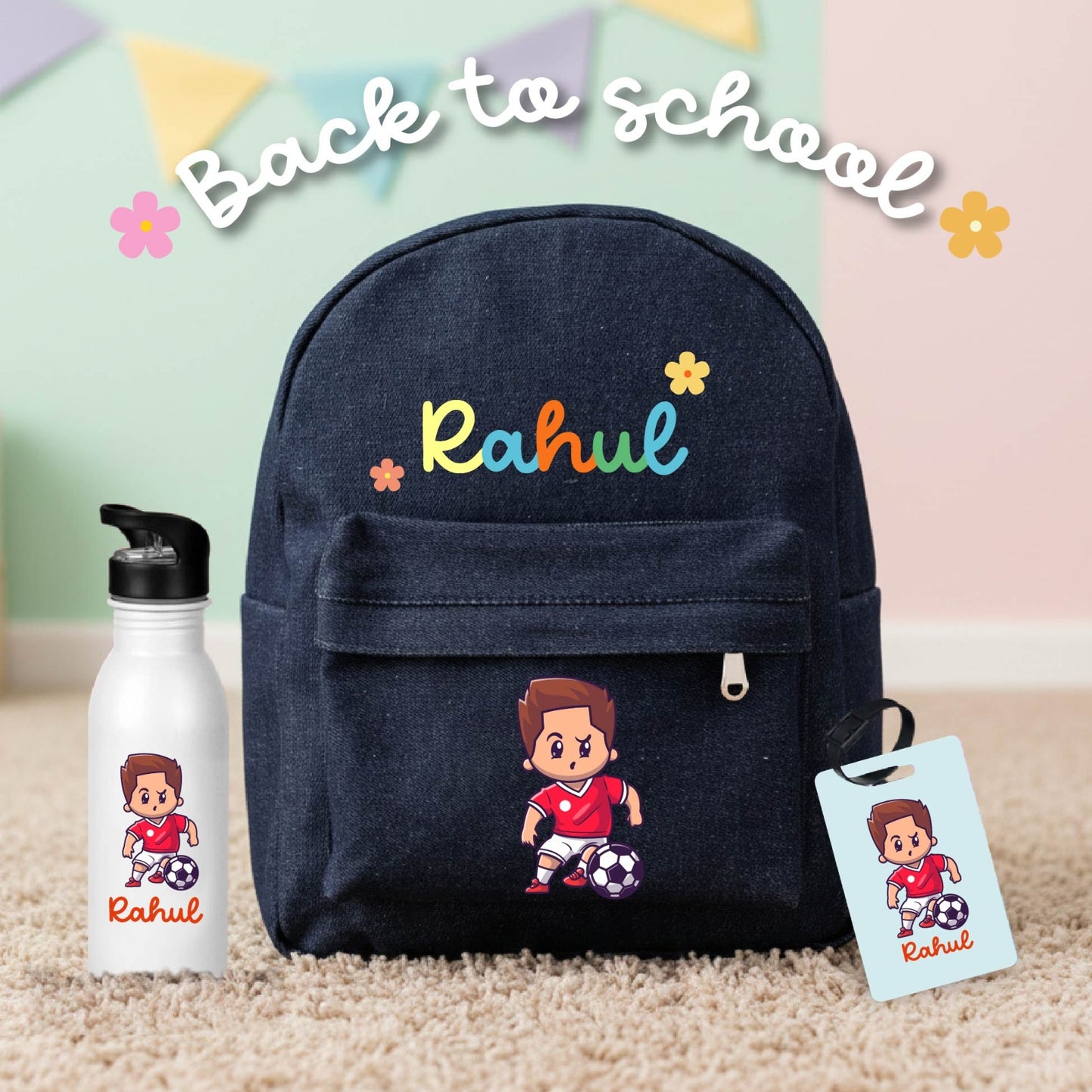Personalized Back-to-School Denim Backpack Combo