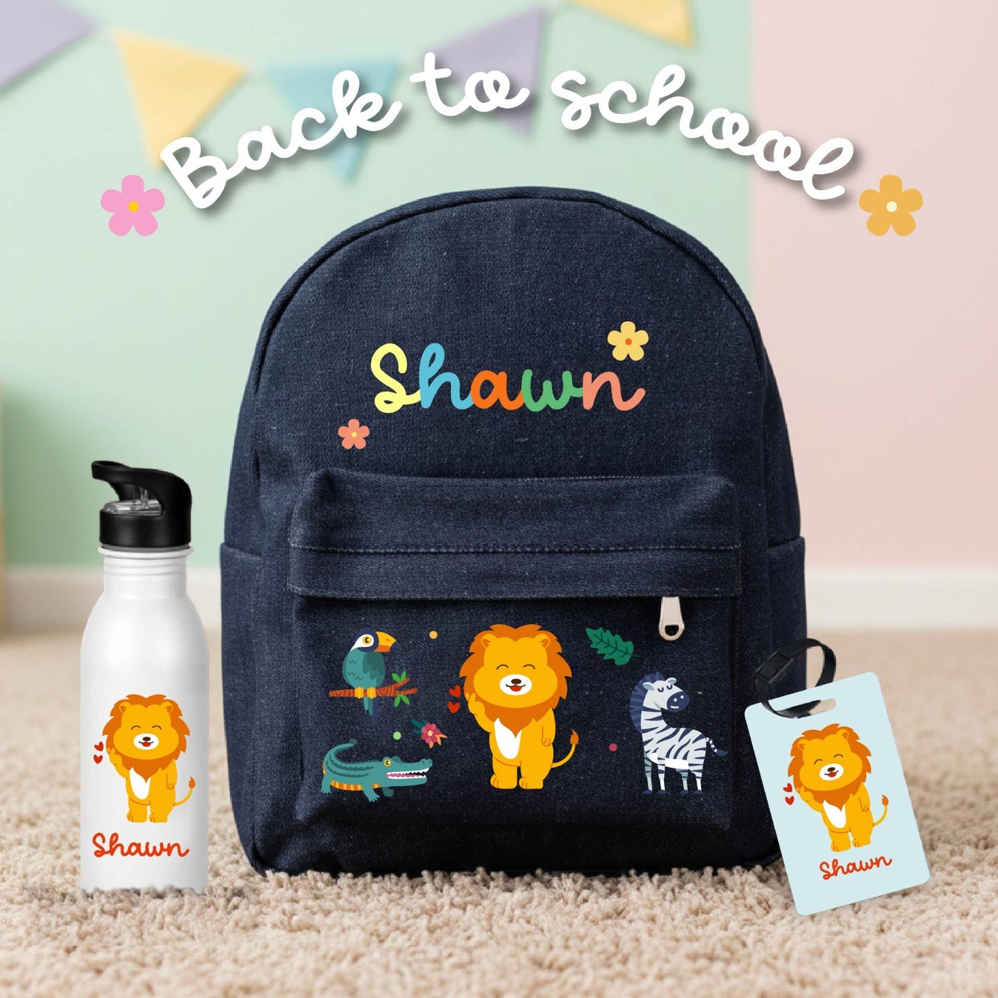 Personalized Back-to-School Denim Backpack Combo