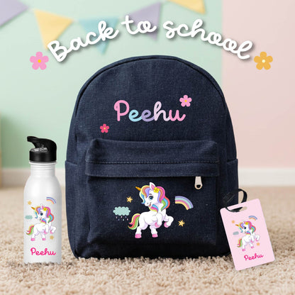 Personalized Back-to-School Denim Backpack Combo