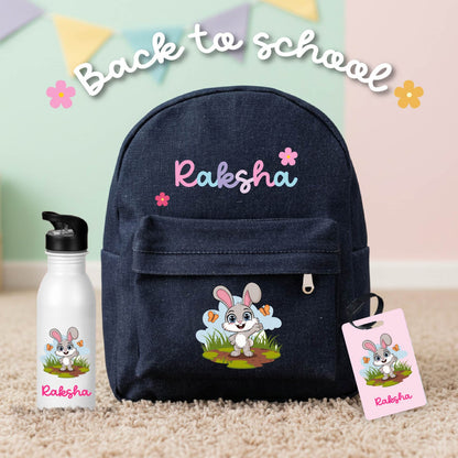 Personalized Back-to-School Denim Backpack Combo