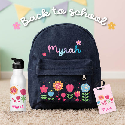 Personalized Back-to-School Denim Backpack Combo