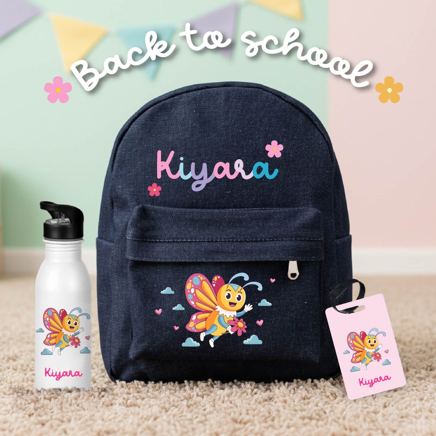 Personalized Back-to-School Denim Backpack Combo