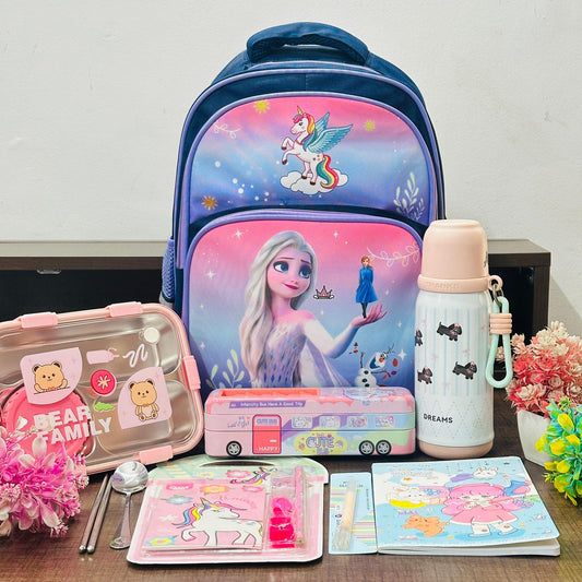 School Backpack Hamper | 16 Inch Bag with Bottle, Lunch Box & Stationery Set