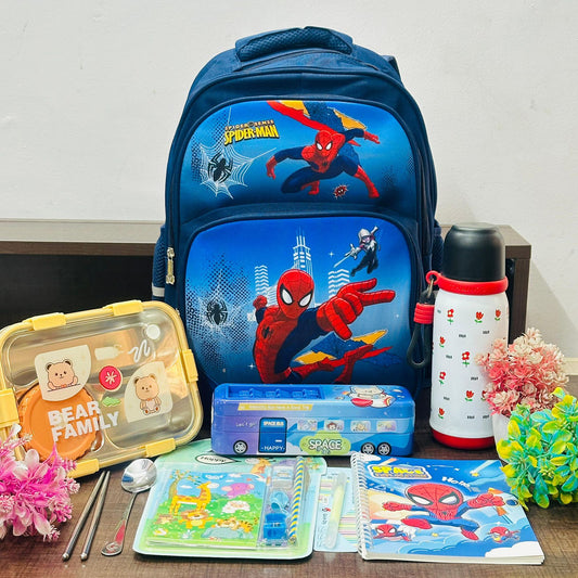School Backpack Hamper | 16 Inch Bag with Bottle, Lunch Box & Stationery Set