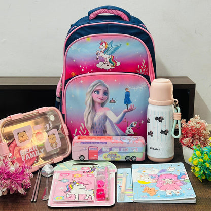 School Backpack Hamper | 16 Inch Bag with Bottle, Lunch Box & Stationery Set