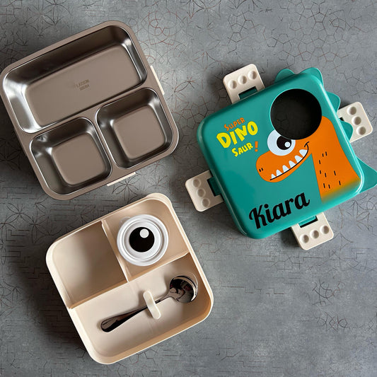 Double Decker Stainless Steel Lunch Box | Insulated Leak Proof with Spoon