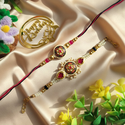 Kundan Couple Rakhi Set
