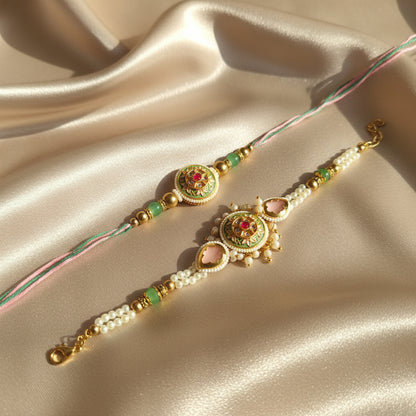Kundan Couple Rakhi Set