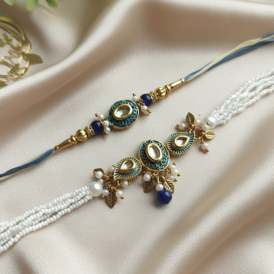 Meenakari Bhai Bhabhi Rakhi Pair – Traditional Couple Rakhi