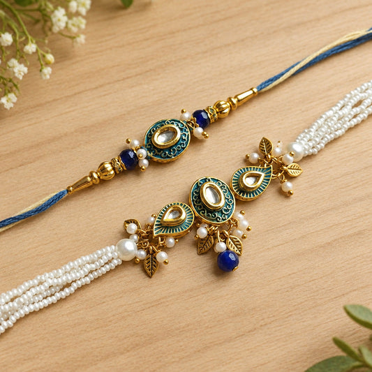 Meenakari Bhai Bhabhi Rakhi Pair – Traditional Couple Rakhi