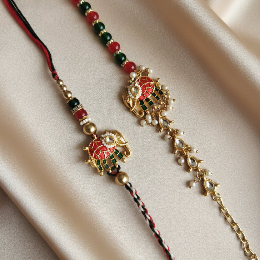 Elephant Couple Rakhi Pair
