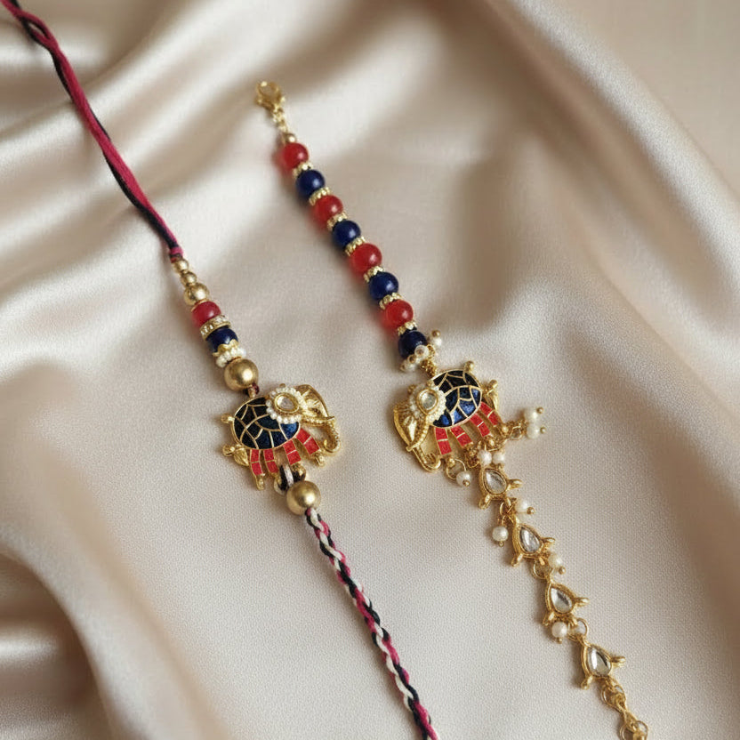 Elephant Couple Rakhi Pair