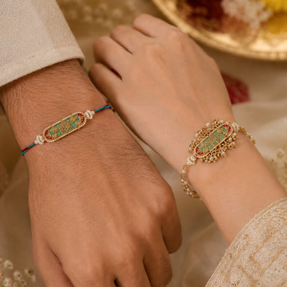 Premium Handmade Rakhi Pair for Bhai Bhabhi