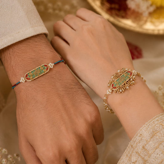 Premium Handmade Rakhi Pair for Bhai Bhabhi