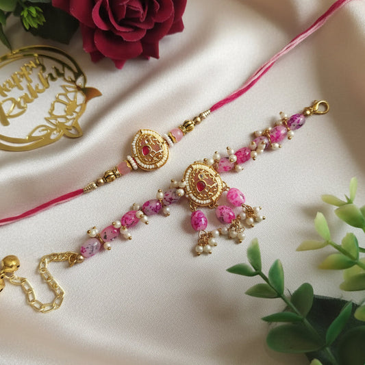 Designer Couple Rakhi Set – Bhai Bhabhi Special