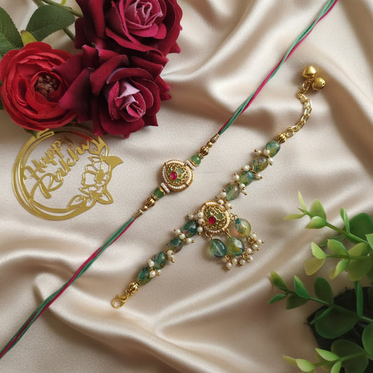 Designer Couple Rakhi Set – Bhai Bhabhi Special