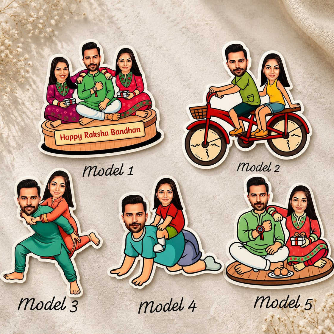 Personalised Caricature Magnets - Siblings Special