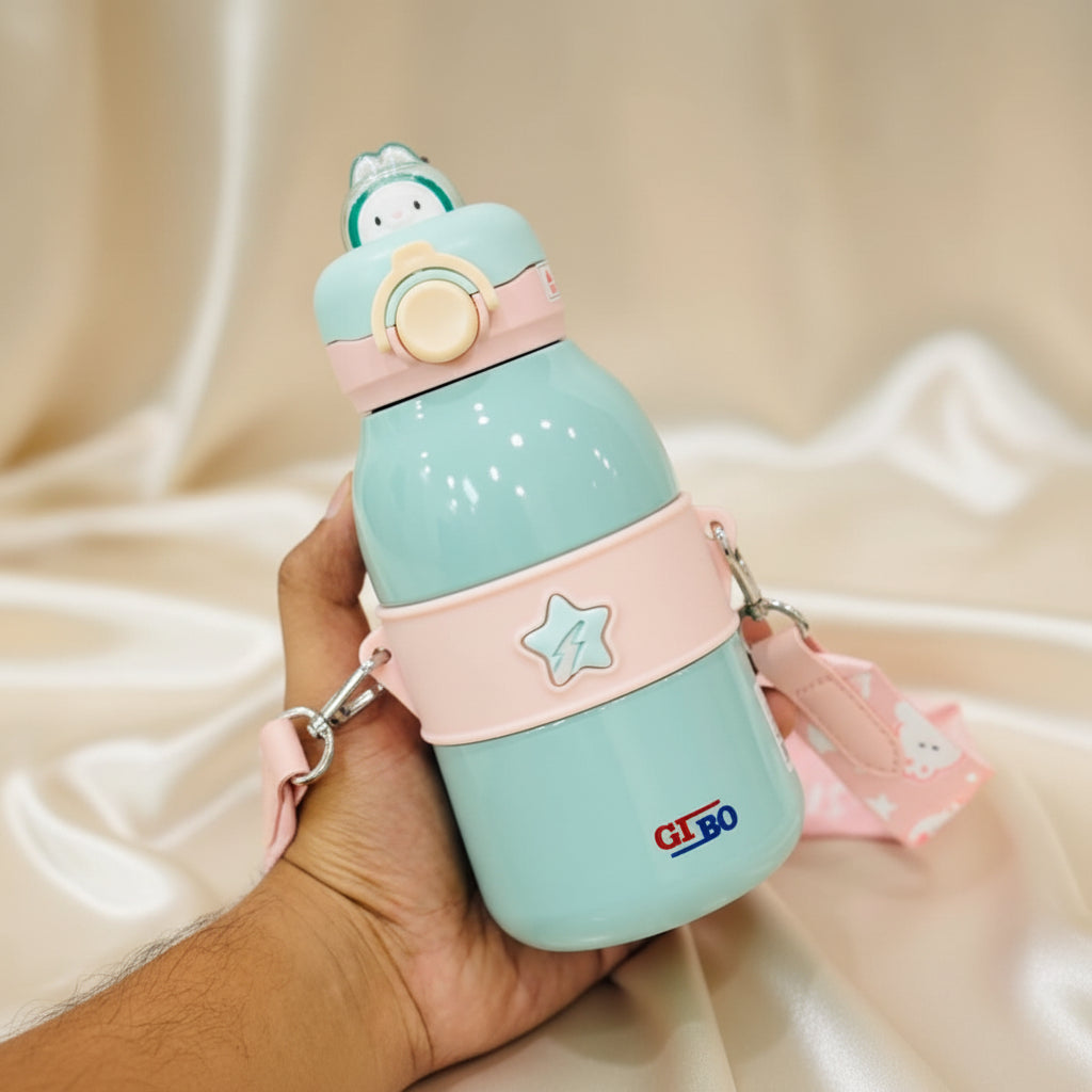 Premium 490ml Shiny Insulated Stainless Steel Sipper Bottle