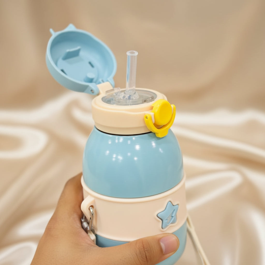 Premium 490ml Shiny Insulated Stainless Steel Sipper Bottle