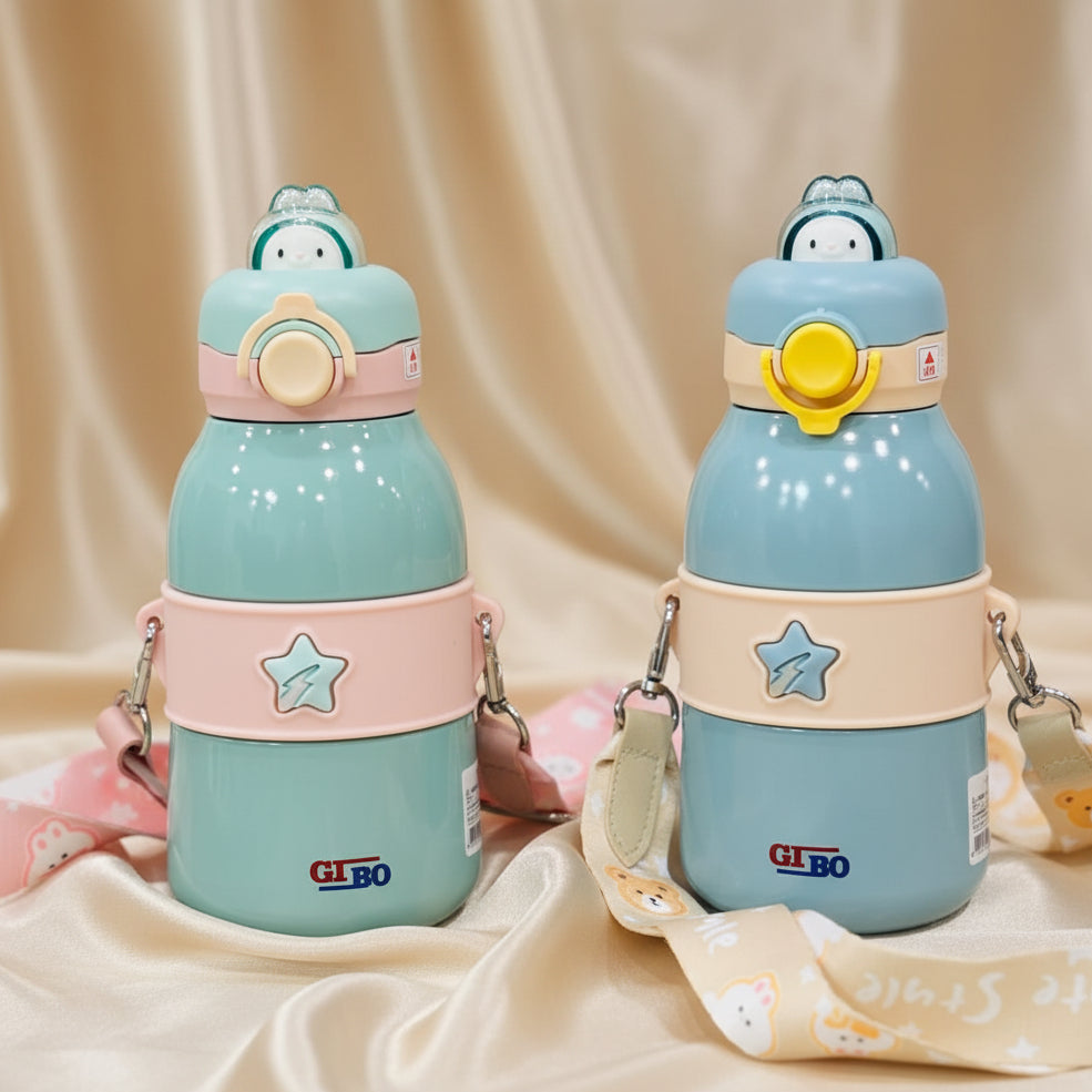 Premium 490ml Shiny Insulated Stainless Steel Sipper Bottle