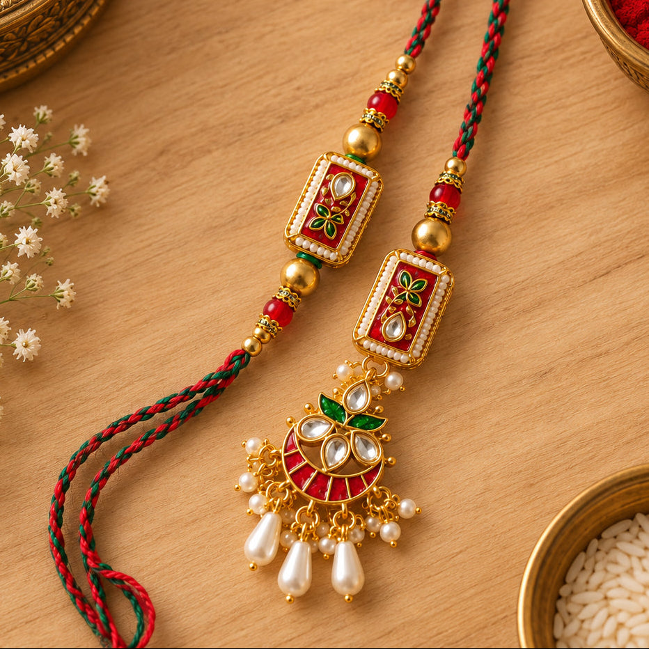 Premium Couple Rakhi Set for Bhai Bhabhi