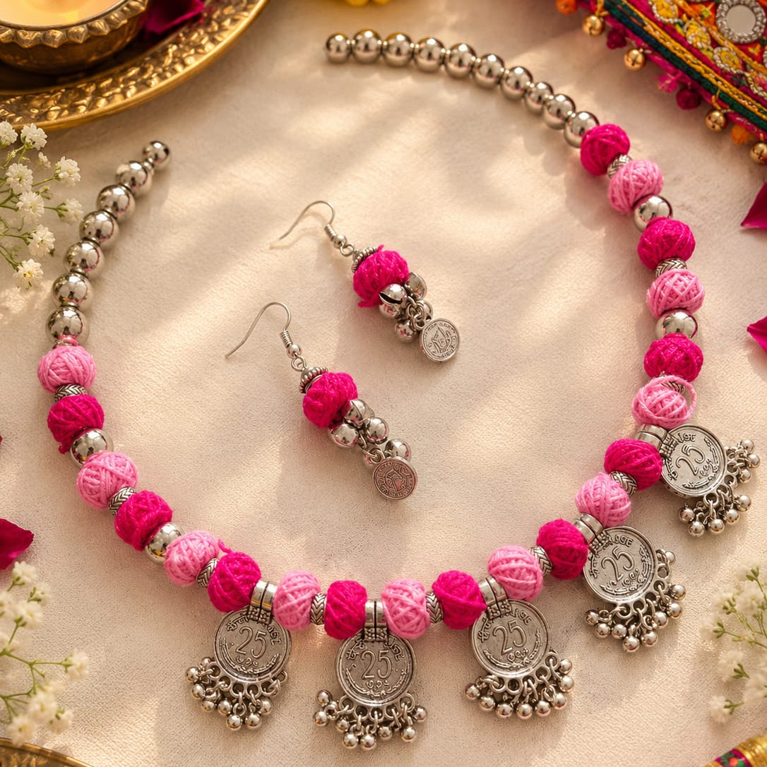 Navratri Special Hasli Set – Traditional Necklace & Earrings