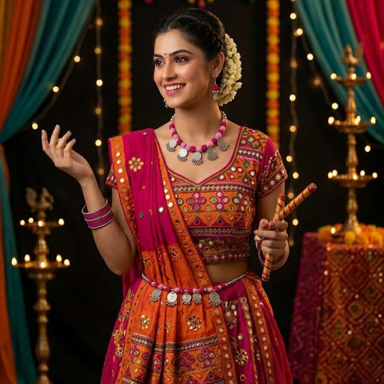 Navratri Special Hasli Set – Traditional Necklace & Earrings