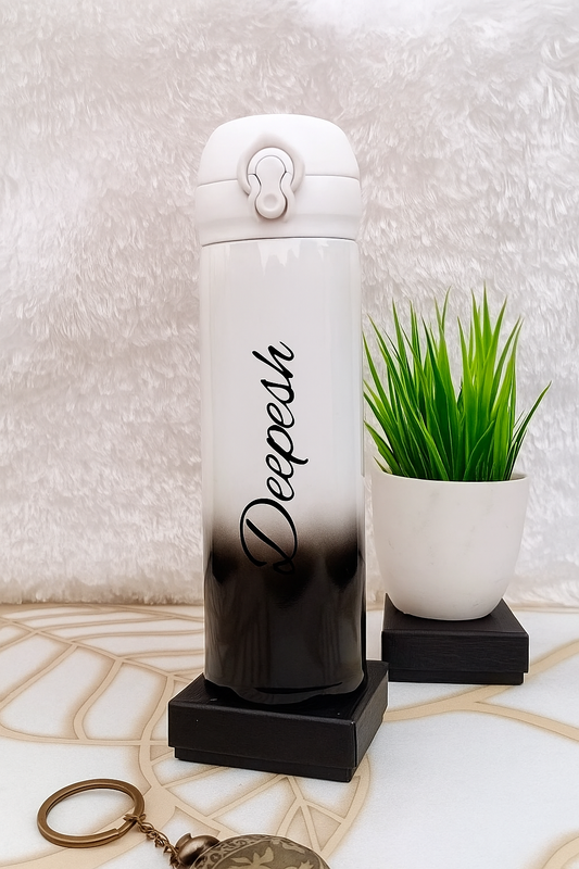 Personalized Hot and Cold Dual Shade Black & White Vacuumed Bottle/Flask