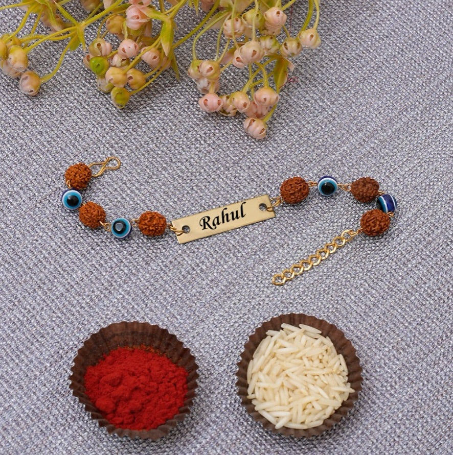 Personalized Rudraksh Evil Eye Bracelet