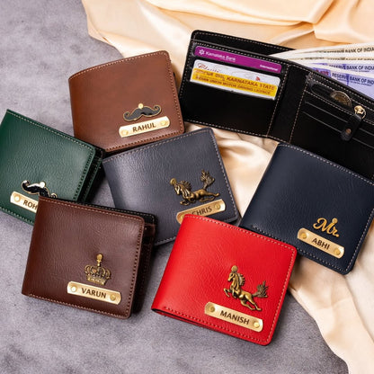 Personalized Premium Leather Wallet + Wrist Watch Combo