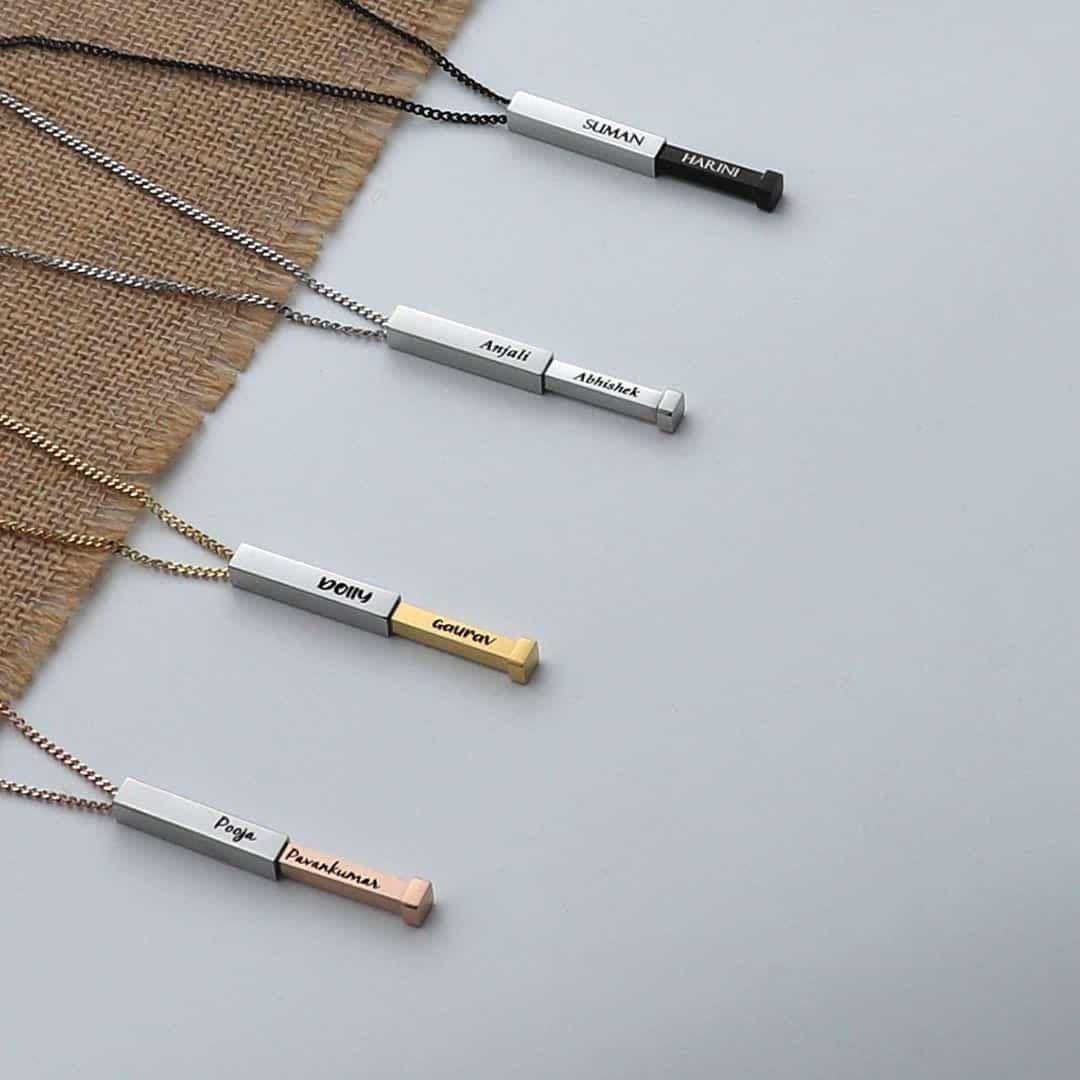 Personalized Hidden Bar Pendant