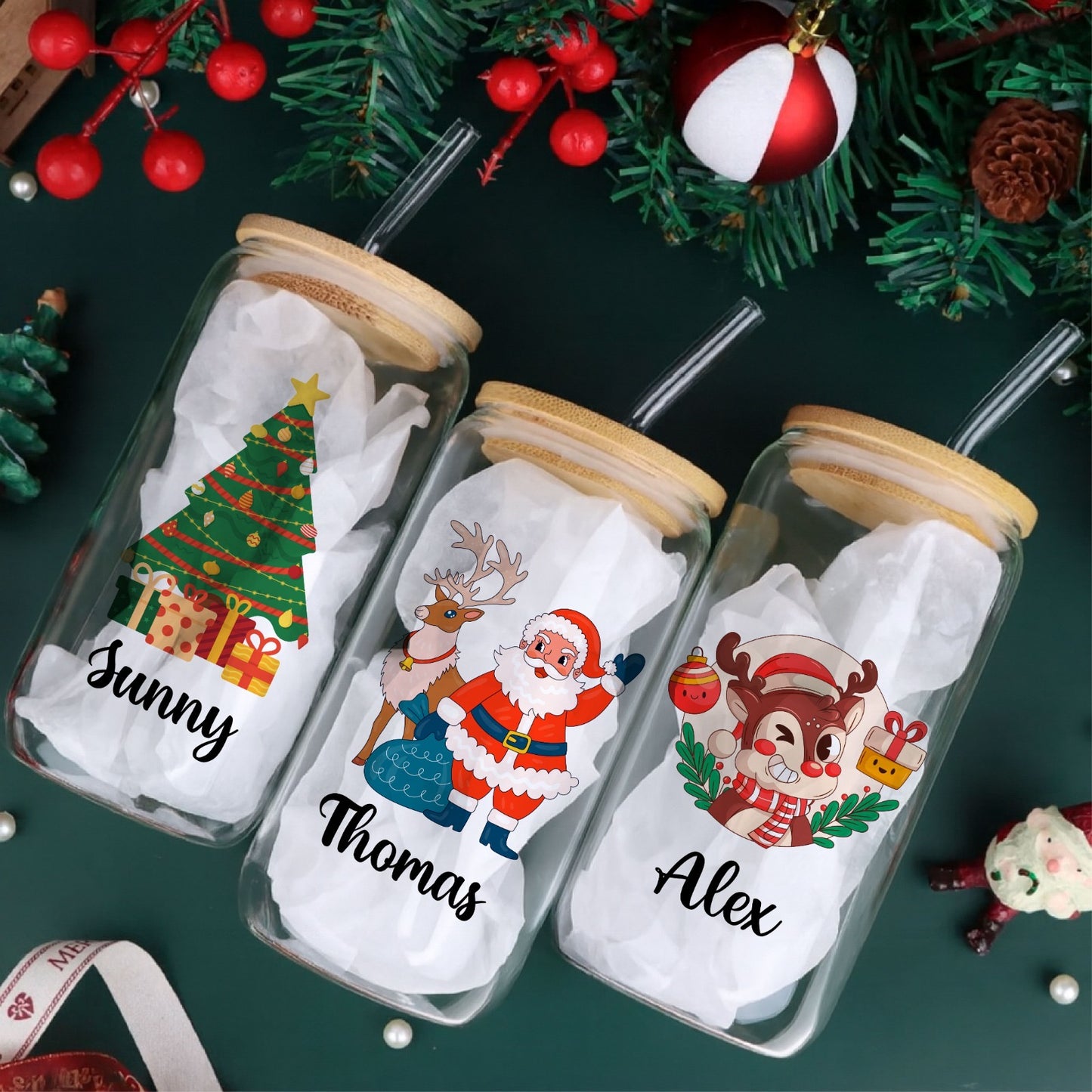 Personalised Christmas Glass Sipper