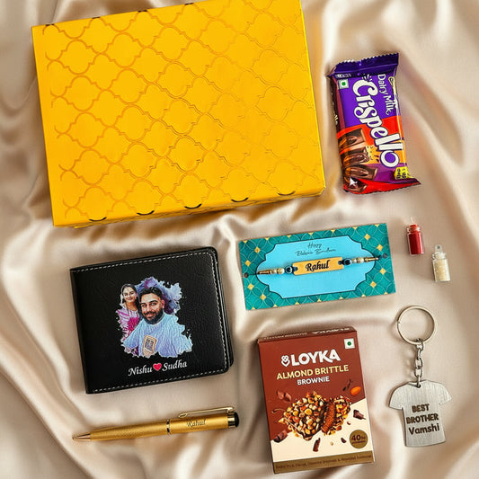 Personalised Rakhi Hamper – Premium Wallet & Rakhi Gift Combo