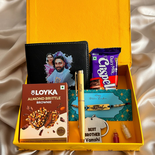 Personalised Rakhi Hamper – Premium Wallet & Rakhi Gift Combo