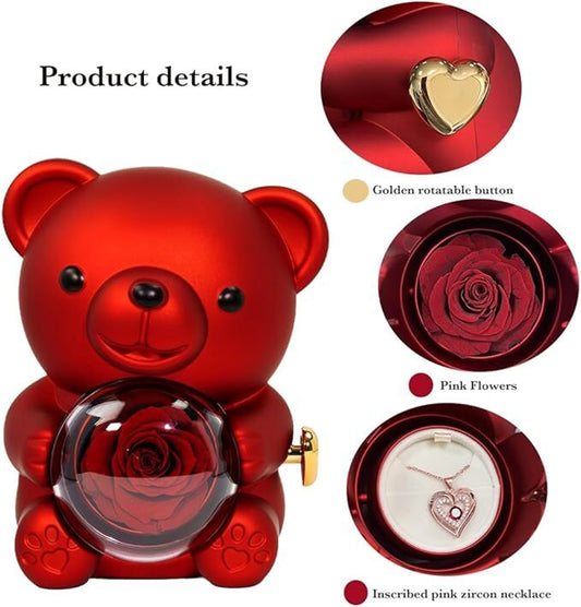 Red Teddy Bear with Hidden Pendant Surprise
