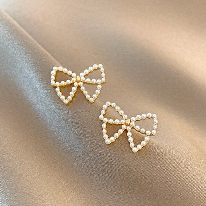 Cute Pearl Bow Earrings