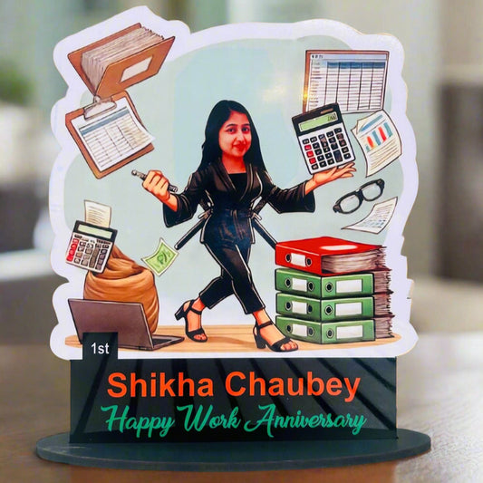 Multi Tasking Girl Caricature Table Top