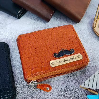 Personalized Glossy Croc Leather Unisex Wallet