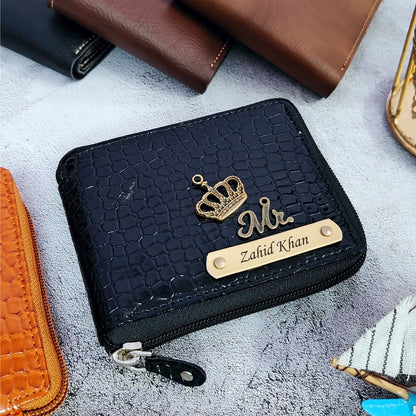 Personalized Glossy Croc Leather Unisex Wallet