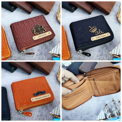 Personalized Glossy Croc Leather Unisex Wallet