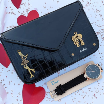 Personalized Croc Sling Bag & Wrist Watch Combo