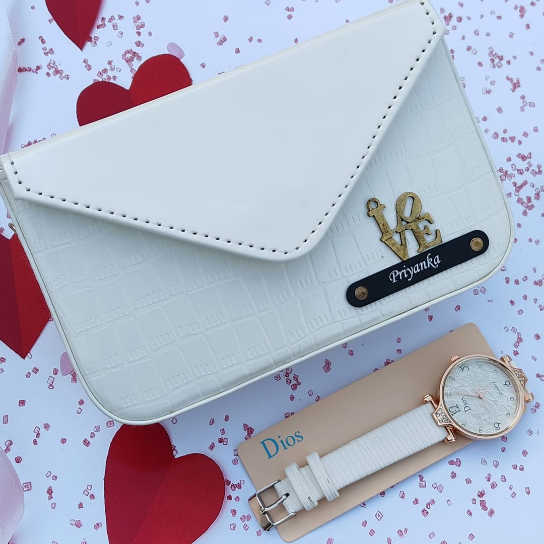 Personalized Croc Sling Bag & Wrist Watch Combo