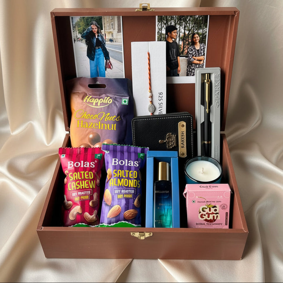 Premium Rakhi Hamper for Brother – Personalised Raksha Bandhan Gift Box
