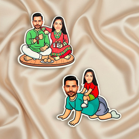 Personalised Caricature Magnets - Siblings Special