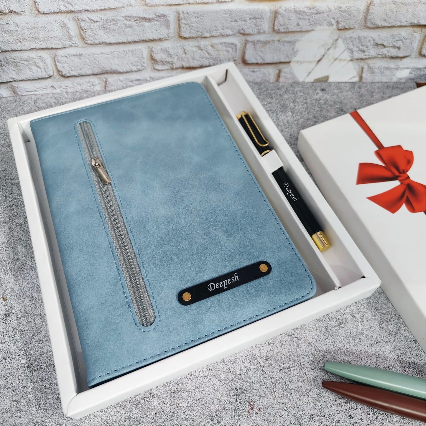 Personalized Premium Zip Diary + Pen Combo