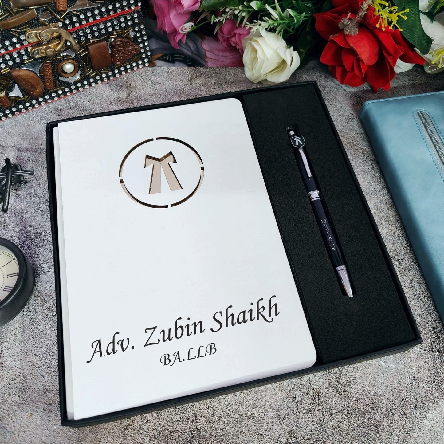 Personalized MDF Professional Diary With Pen Combo – HD Digital Print