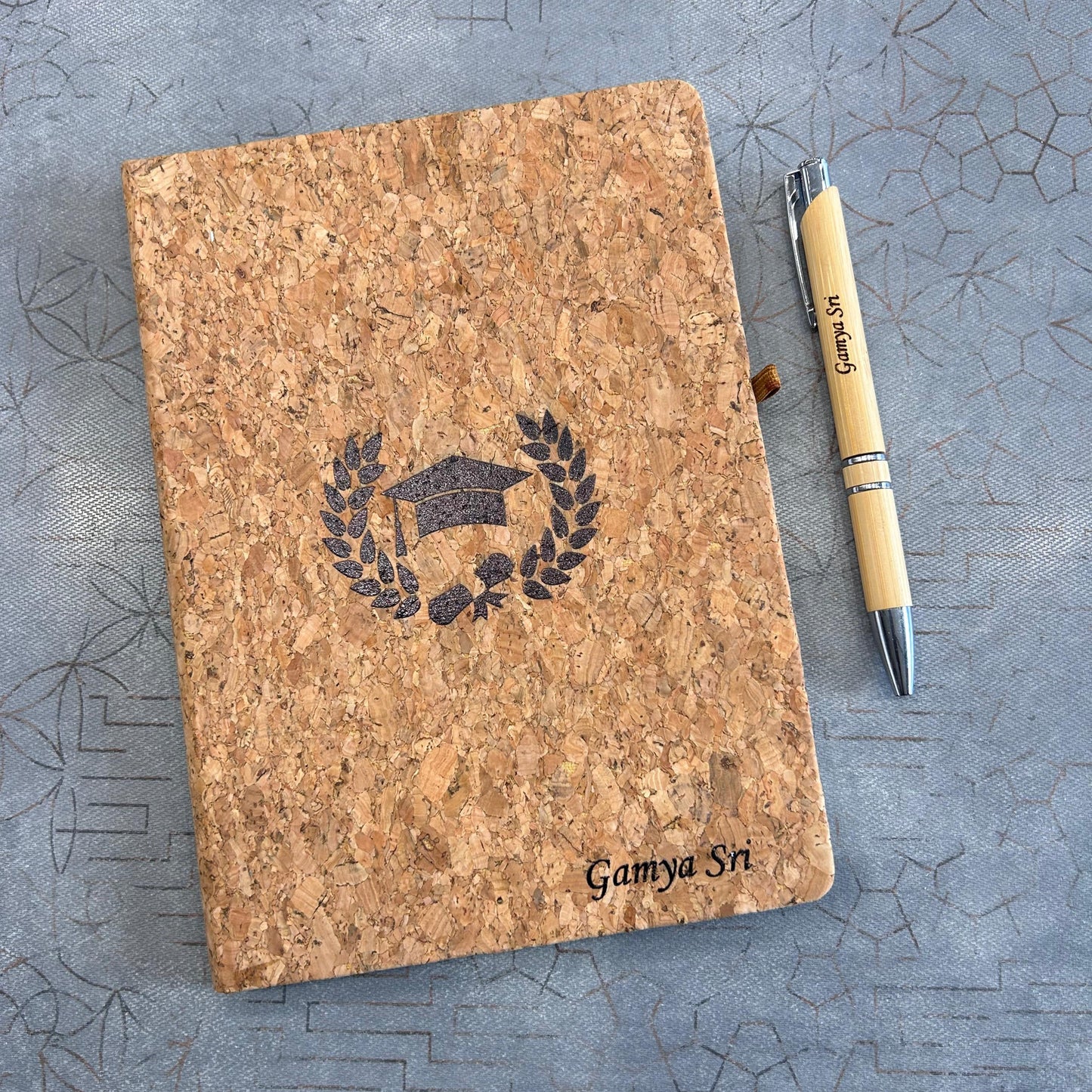 Personalized Cork Diary & Wooden Pen Set