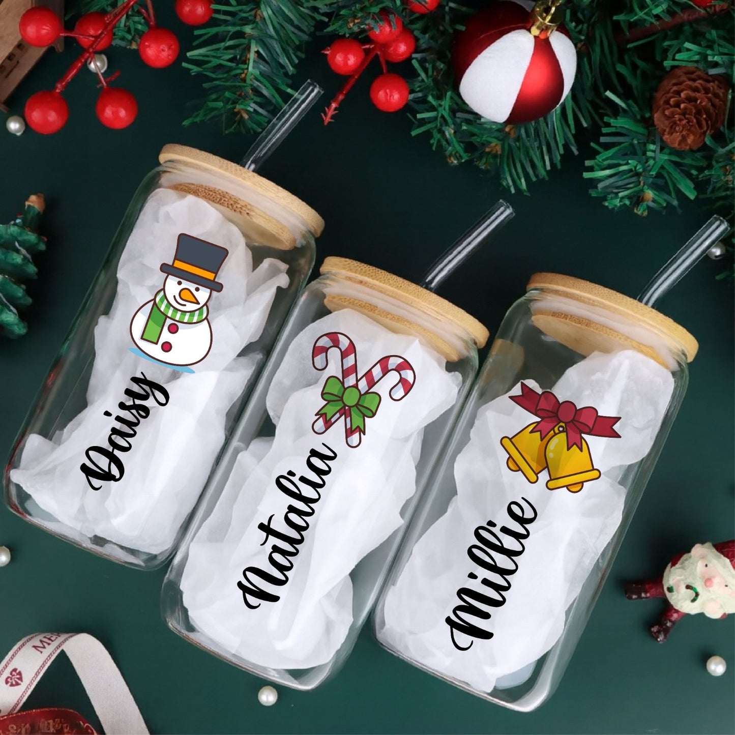Personalised Christmas Glass Sipper
